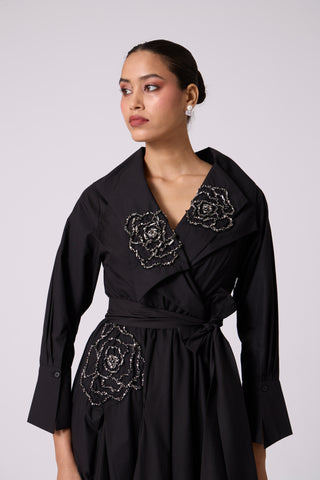 Zora Applique Dress - Black