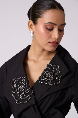 Zora Applique Dress - Black
