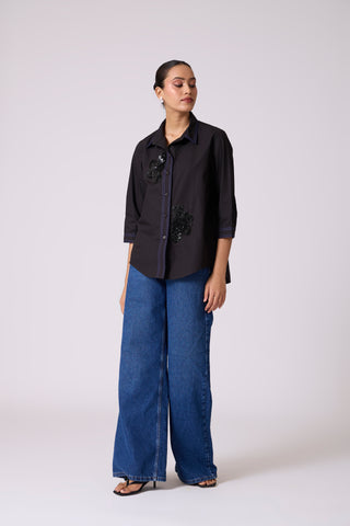 Lucien Applique Shirt - Black
