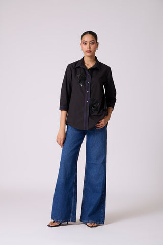 Lucien Applique Shirt - Black