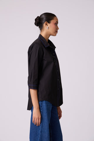 Lucien Applique Shirt - Black