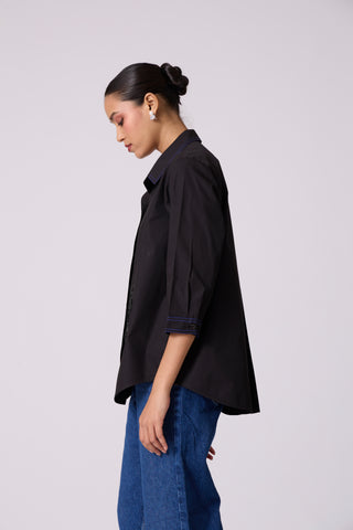 Lucien Applique Shirt - Black