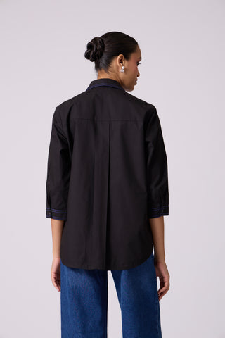 Lucien Applique Shirt - Black