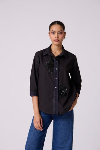 Lucien Applique Shirt - Black