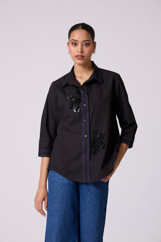 Lucien Applique Shirt - Black