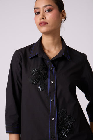 Lucien Applique Shirt - Black