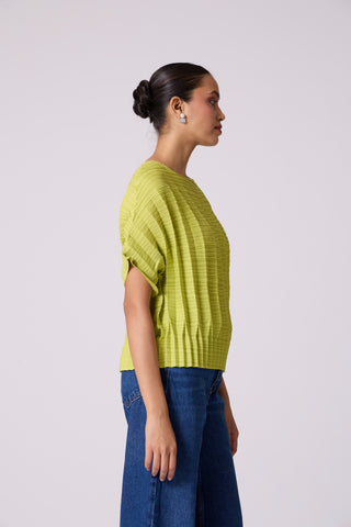 Ryna 3D Pleat Top - Apple Green