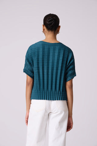 Ryna 3D Pleat Top - Teal Blue