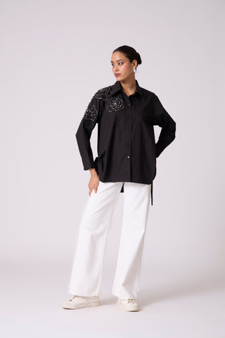Ian Applique Shirt - Black