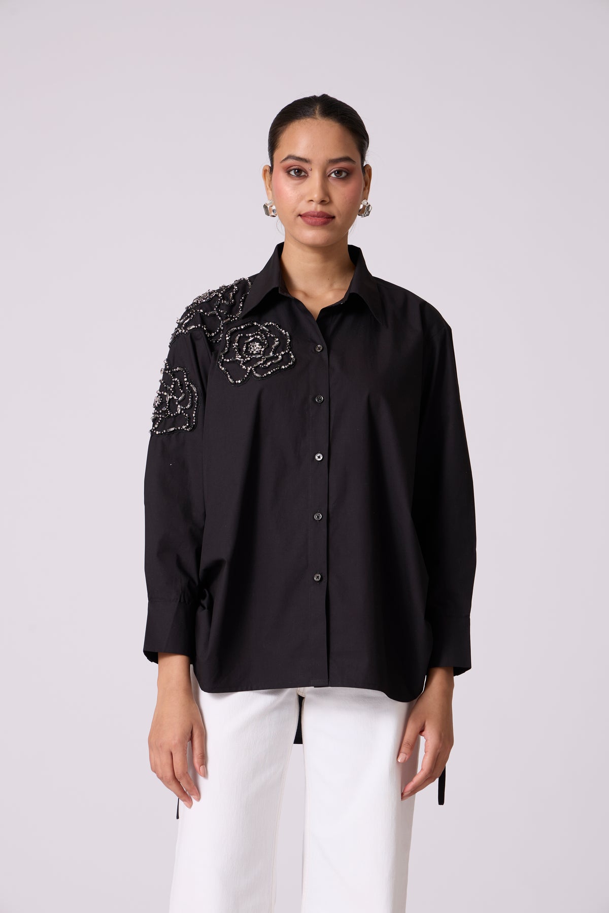 Ian Applique Shirt - Black