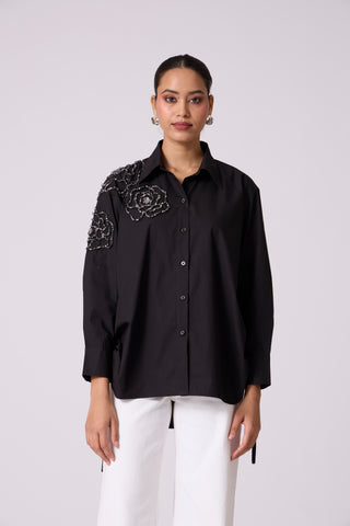 Ian Applique Shirt - Black