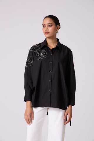 Ian Applique Shirt - Black