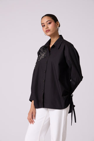 Ian Applique Shirt - Black