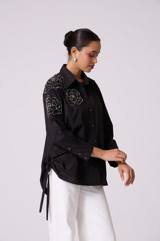 Ian Applique Shirt - Black