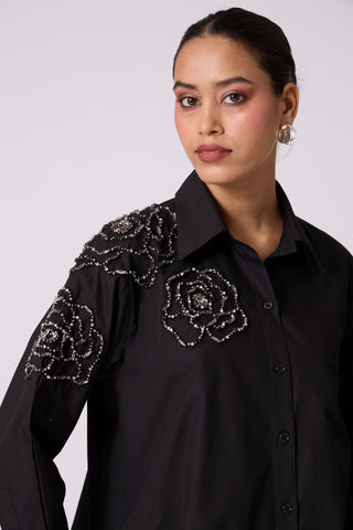 Ian Applique Shirt - Black