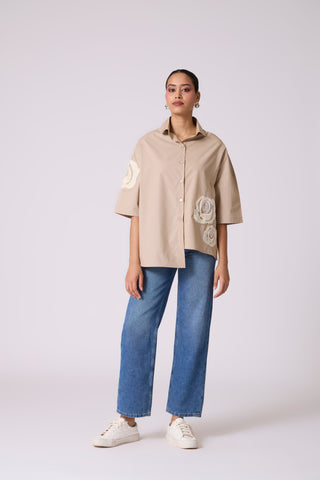Asher Applique Shirt - Khaki