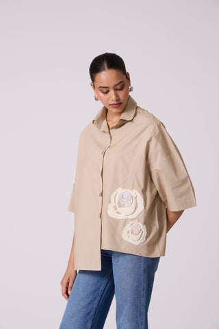 Asher Applique Shirt - Khaki