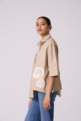 Asher Applique Shirt - Khaki
