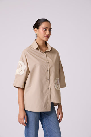 Asher Applique Shirt - Khaki