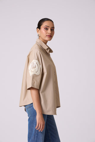 Asher Applique Shirt - Khaki