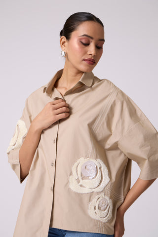 Asher Applique Shirt - Khaki