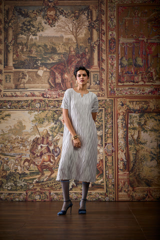 Valerie Satin Dress - Platinum Grey