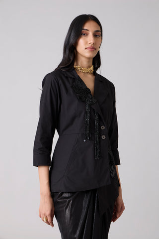 Atrina Applique Jacket - Black