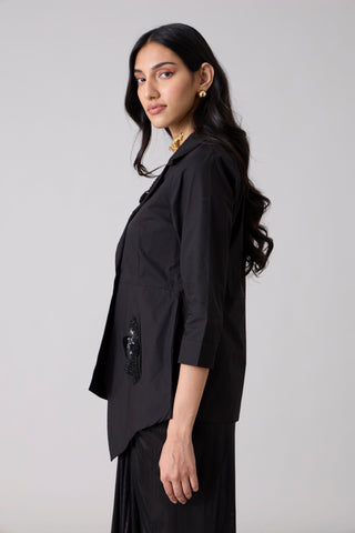 Atrina Applique Jacket - Black