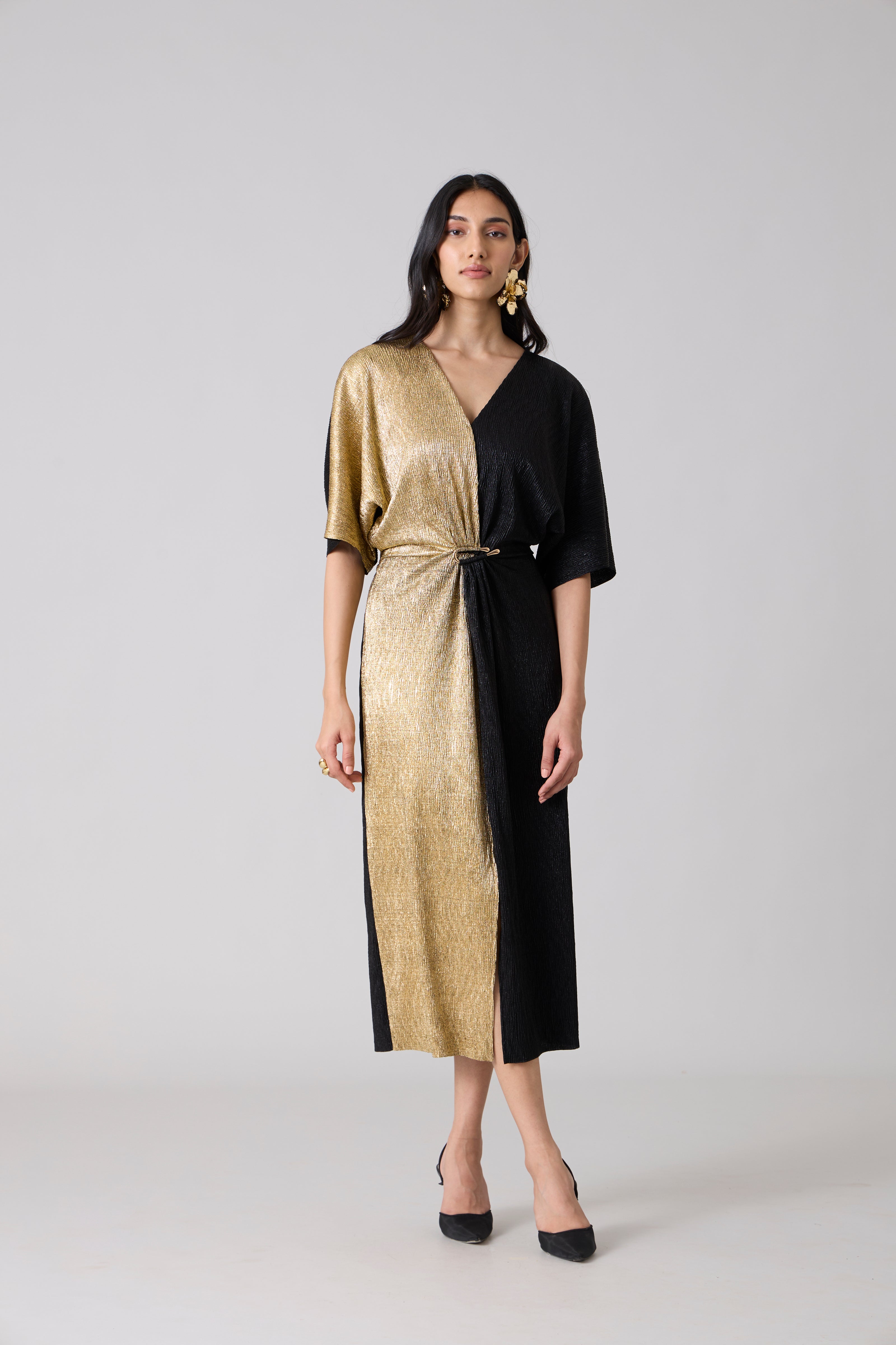 Buy Cecil Midi Textured Metallic Dress Black Gold For Women Buy Cecil Midi Textured Metallic Dress Black Gold For Women