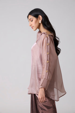 Erica Organza Shirt - Burnt Mauve