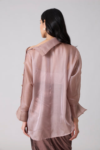 Erica Organza Shirt - Burnt Mauve