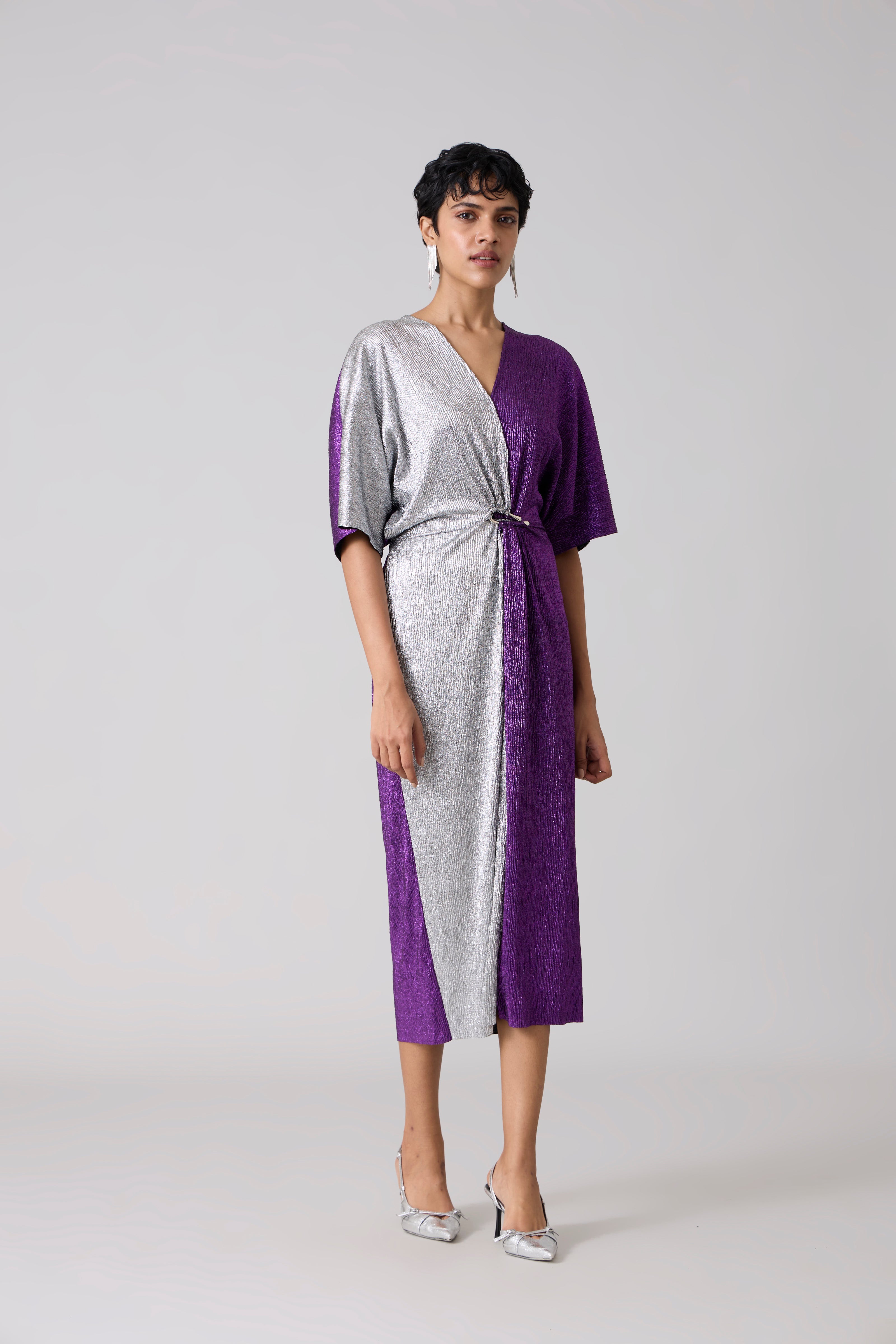Buy Cecil Midi Textured Metallic Dress Purple Silver For Women Buy Cecil Midi Textured Metallic Dress Purple Silver For Women