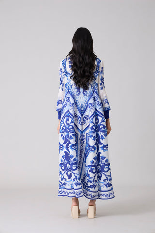 Amell Maxi Dress - White & Blue