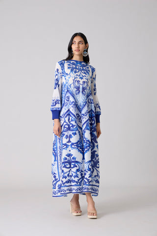 Amell Maxi Dress - White & Blue