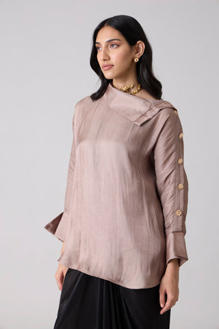 Erica Organza Shirt - Bronze Taupe