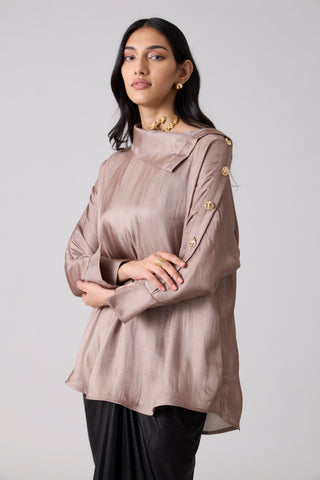 Erica Organza Shirt - Bronze Taupe