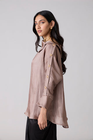 Erica Organza Shirt - Bronze Taupe