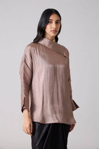 Erica Organza Shirt - Bronze Taupe