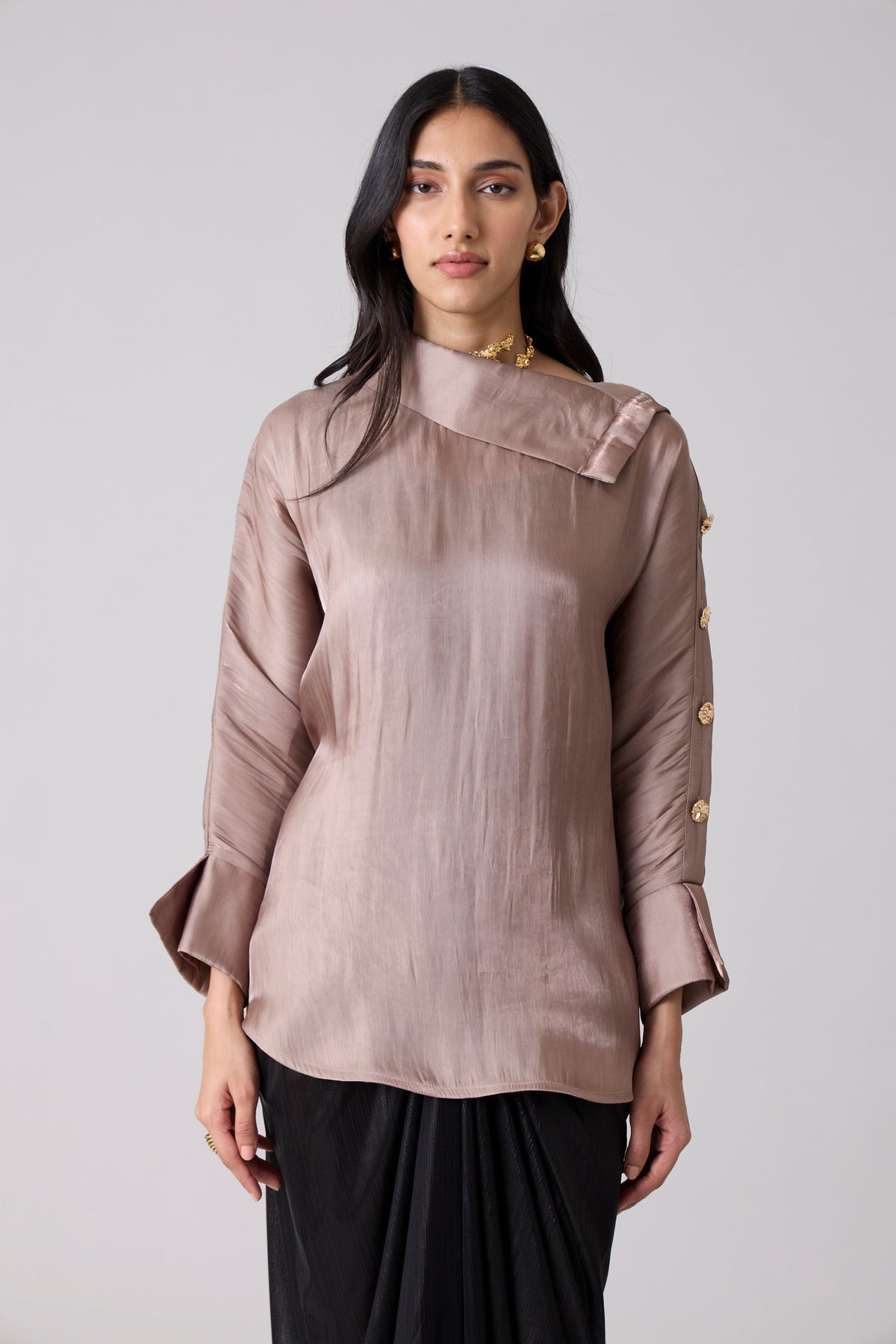 Erica Organza Shirt - Bronze Taupe