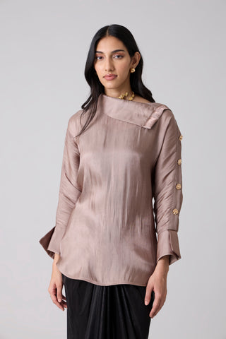 Erica Organza Shirt - Bronze Taupe