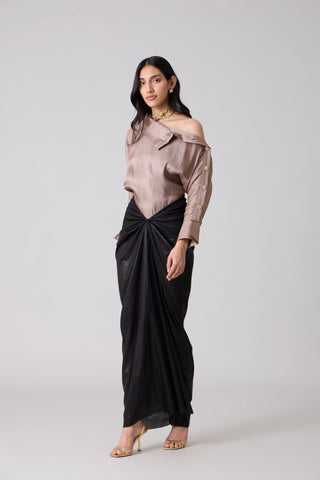 Erica Organza Shirt - Bronze Taupe