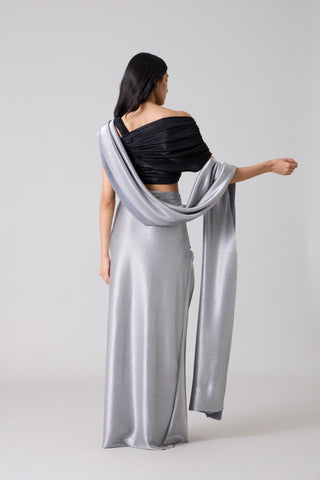 AYRA Saree - Micropleated Silver