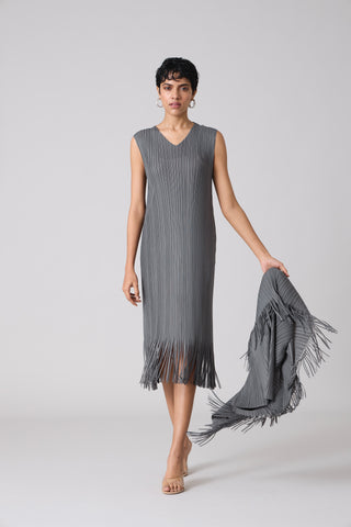 Sasha Fringe Dress - Grey