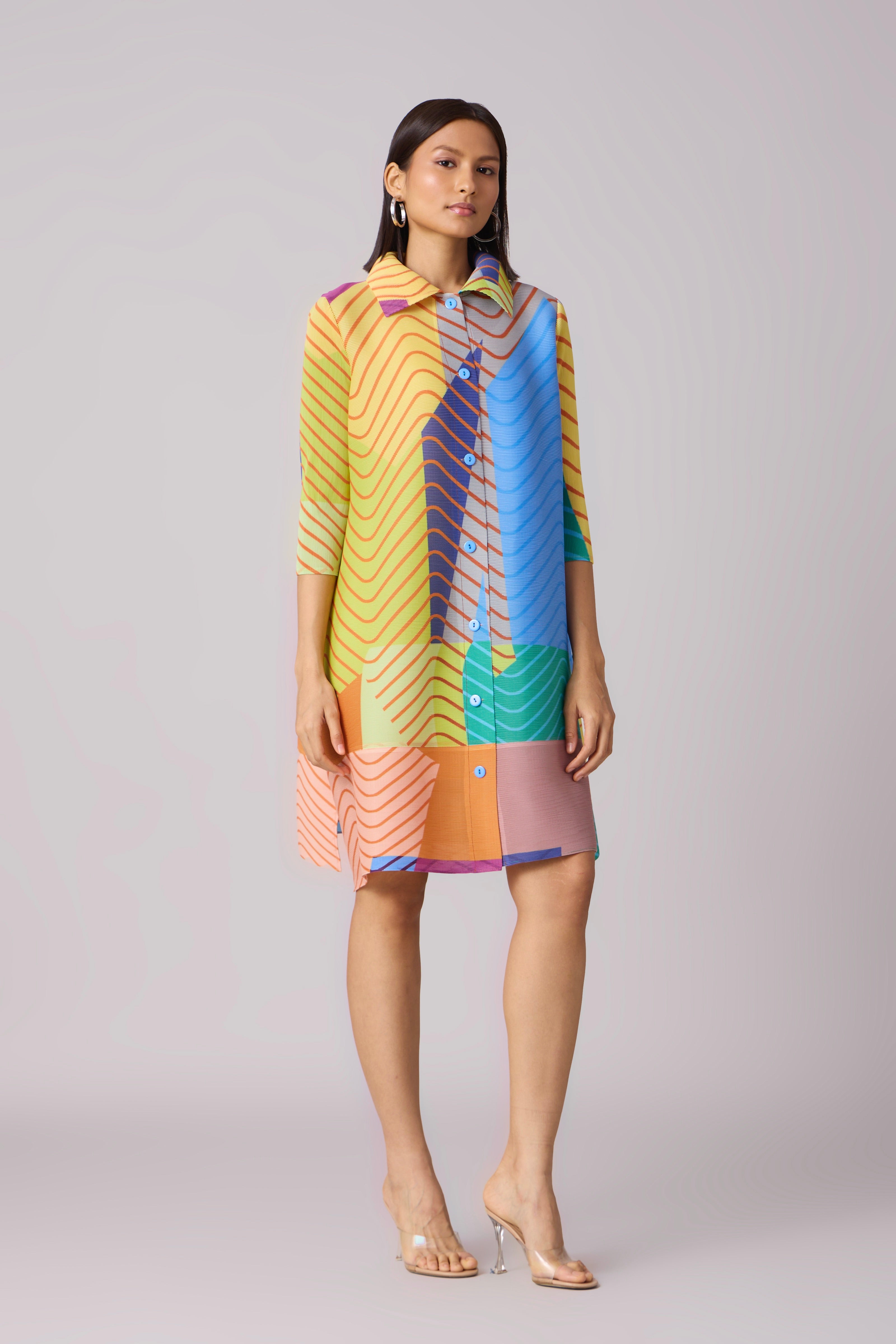 Rory abstract Print Dress - Yellow