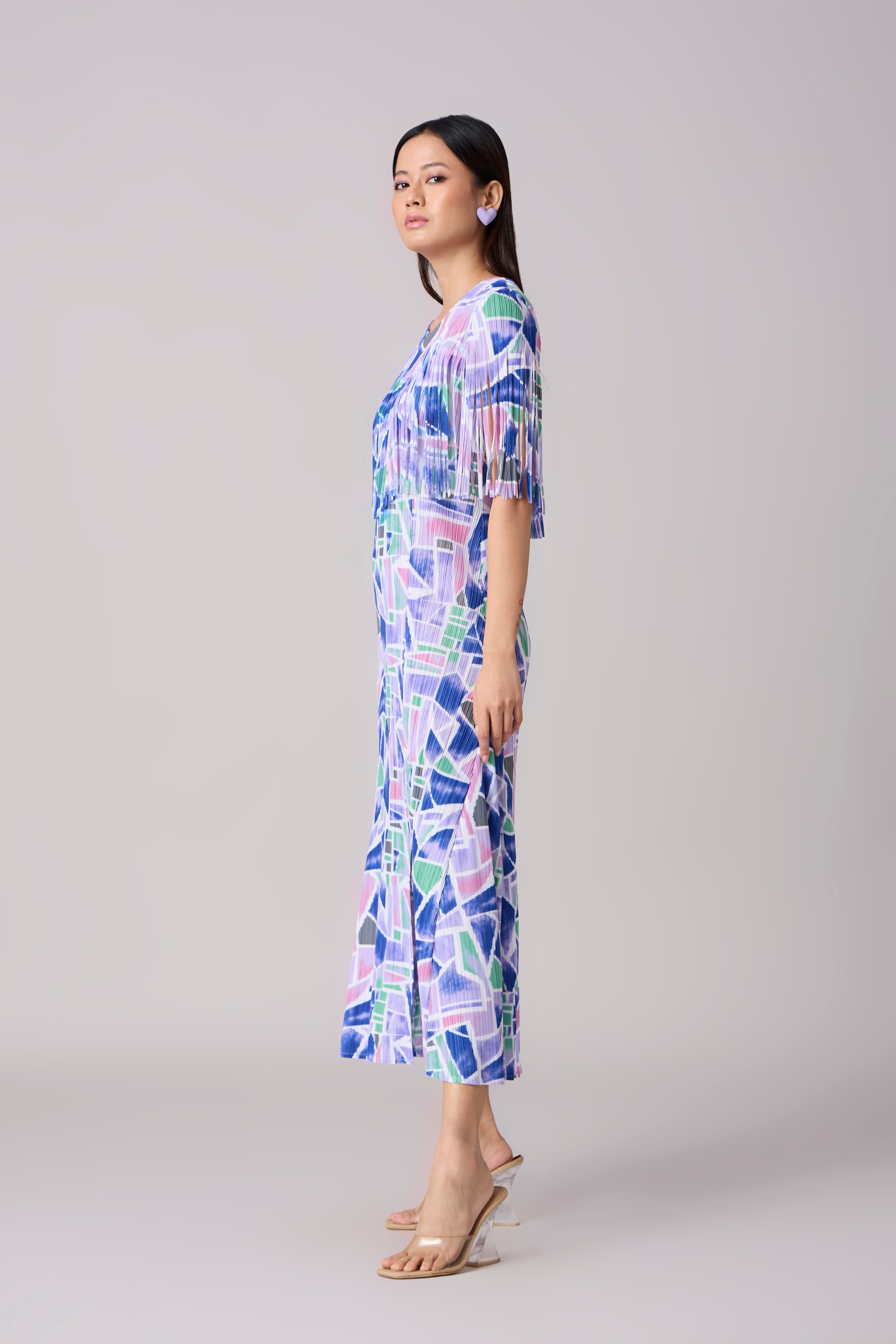 Alisha Geometry Dress - Lavender Blue