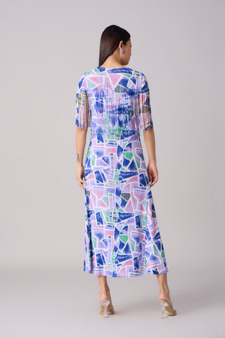 Alisha Geometry Dress - Lavender Blue