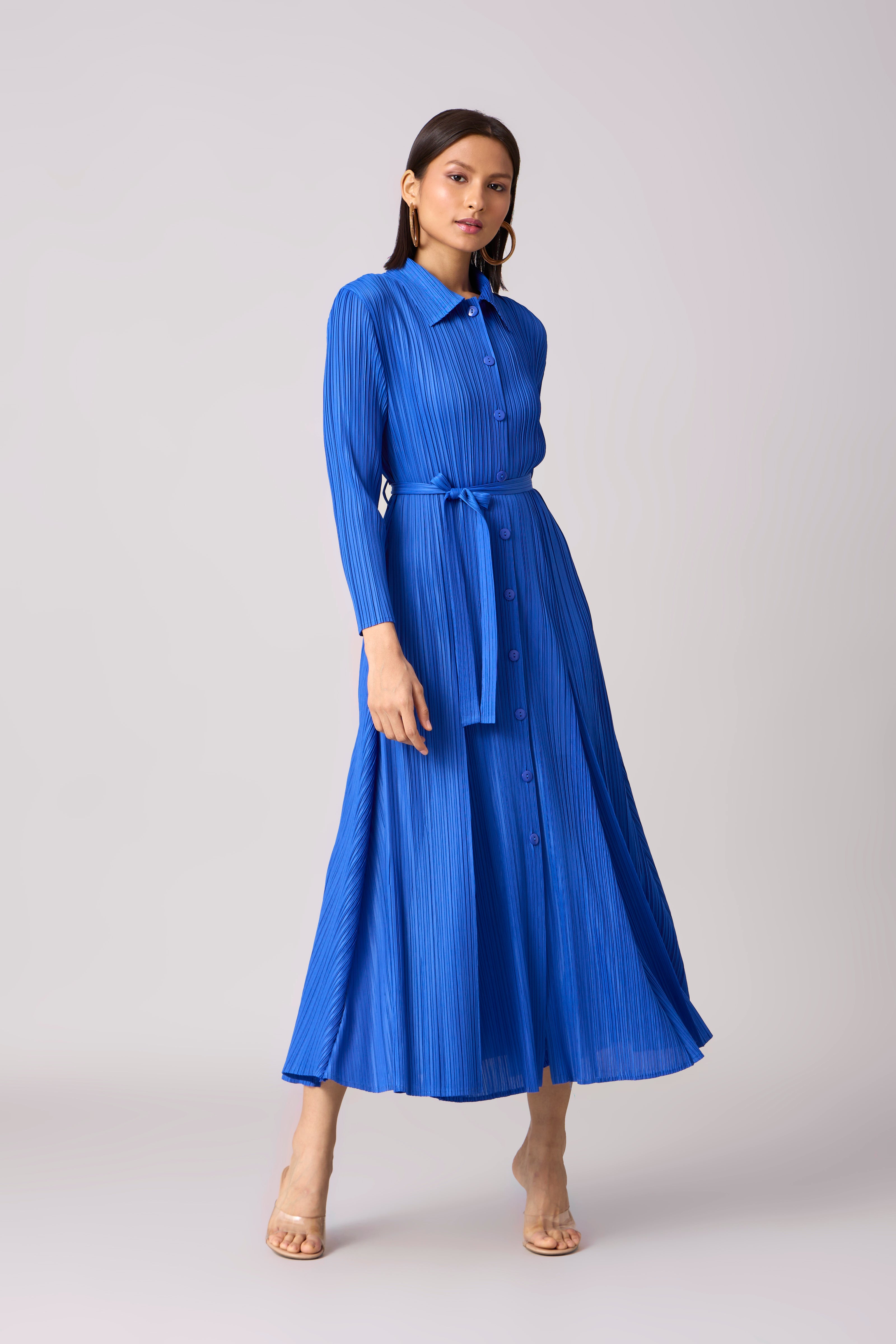 Stella Shirt Dress - Azure Blue