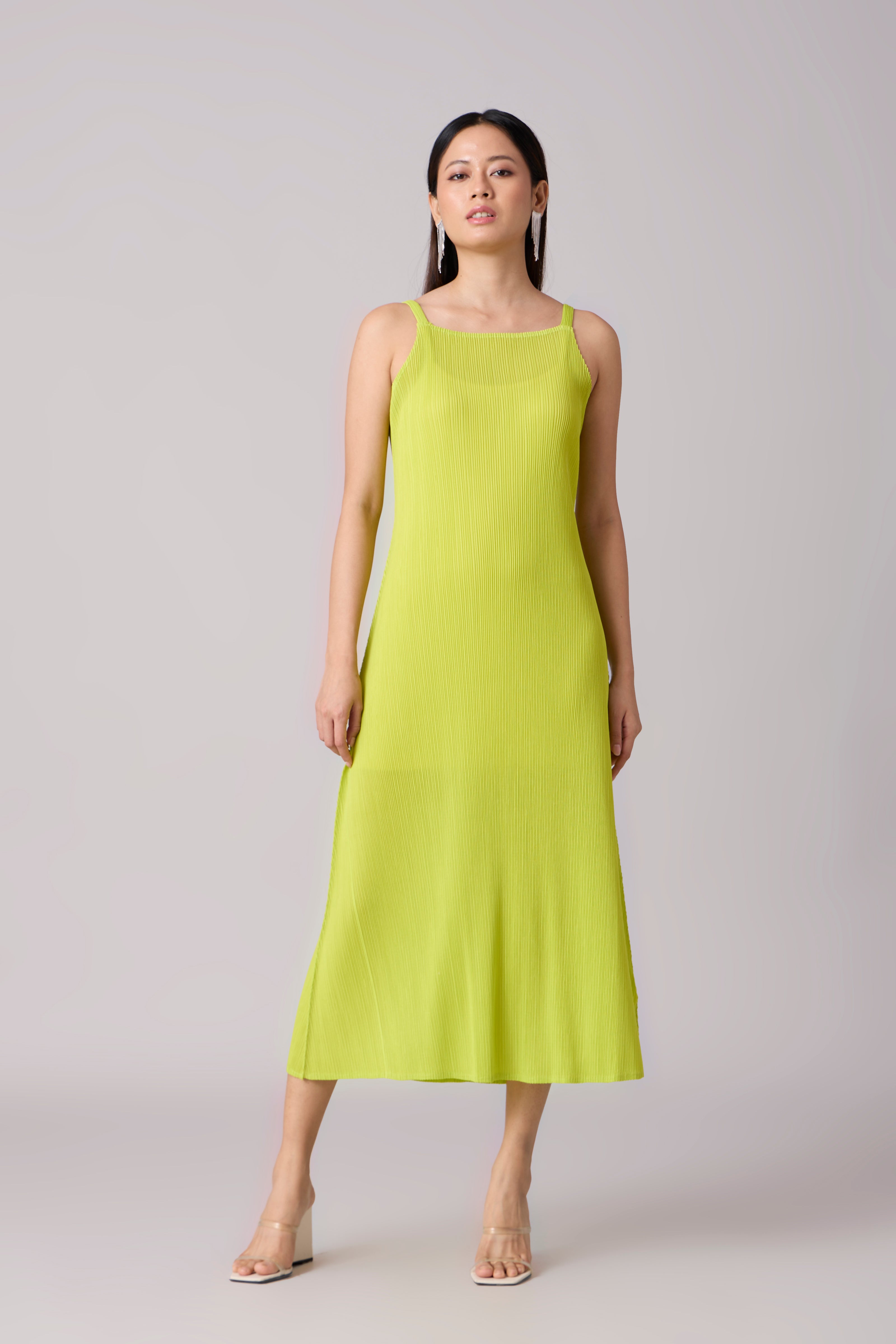 Willa Pleated Dress - Lime