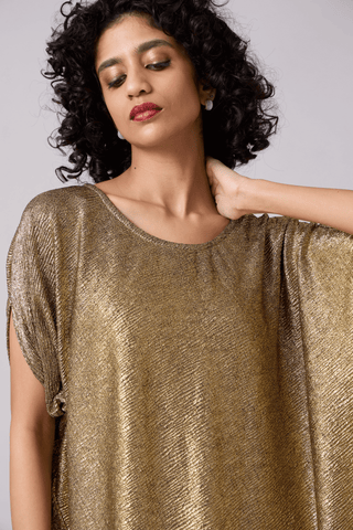 Aurelia Textured Metallic Dress - Gold