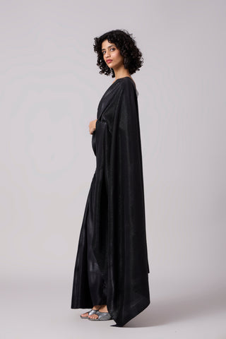 Ayra Saree with Blouse - Micropleated Black
